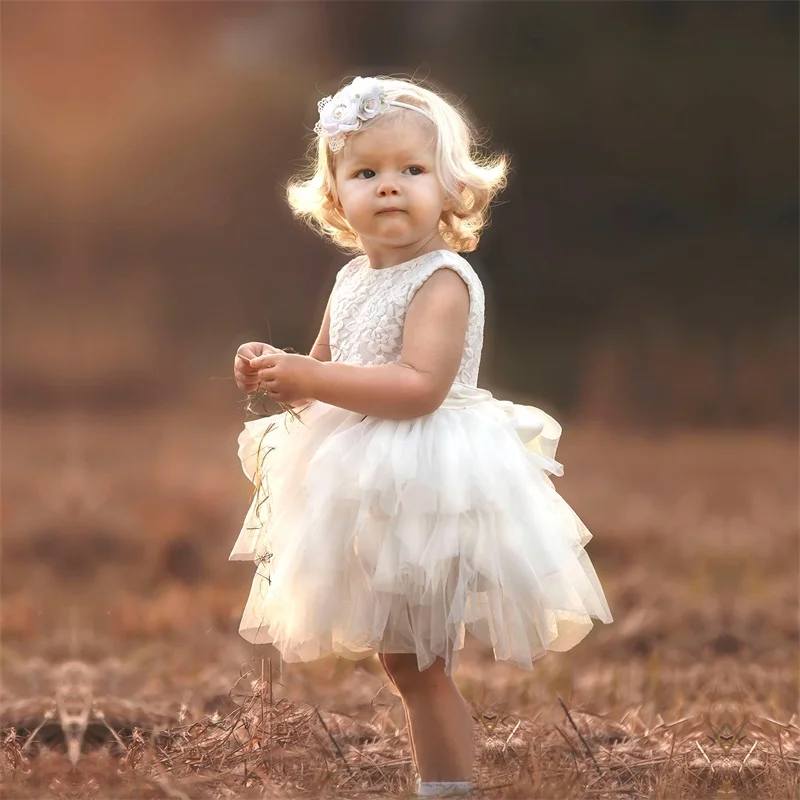 White Birthday Dress Baby Girl Tulle Dresses Girls White Tulle Baby