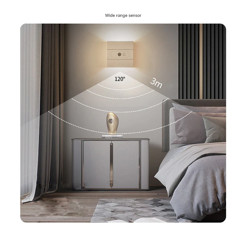 Dimmable Wall Light Up Down LED Sensor Lamp Wireless USB Charging Motion Sensor Night Light Bedroom Corridor Cabinet Lighting