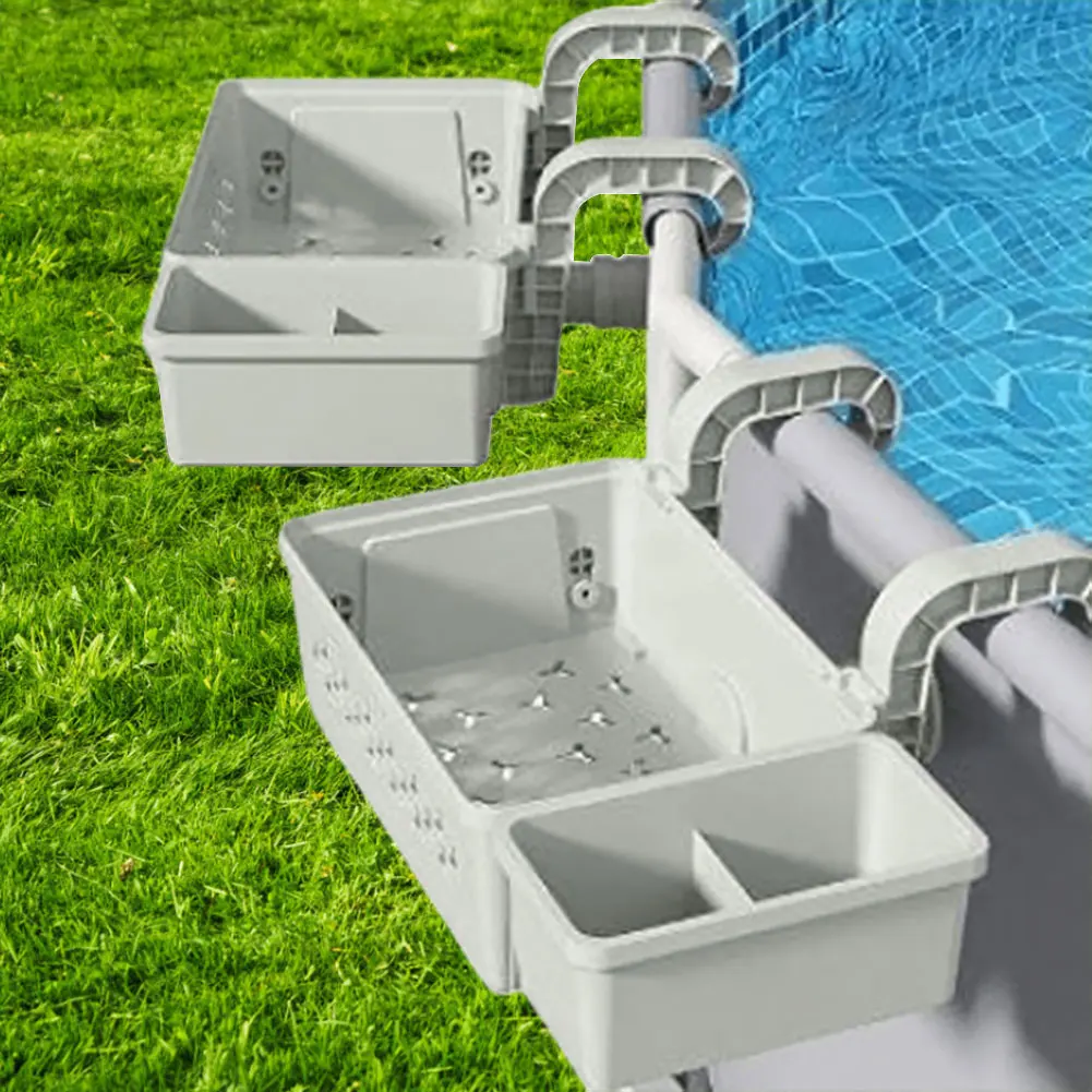 Ground Pool Storage Basket with Cup Holders All-Around Organizer Swimming Pool Hanging Storage Basket for Most Above Ground Pool