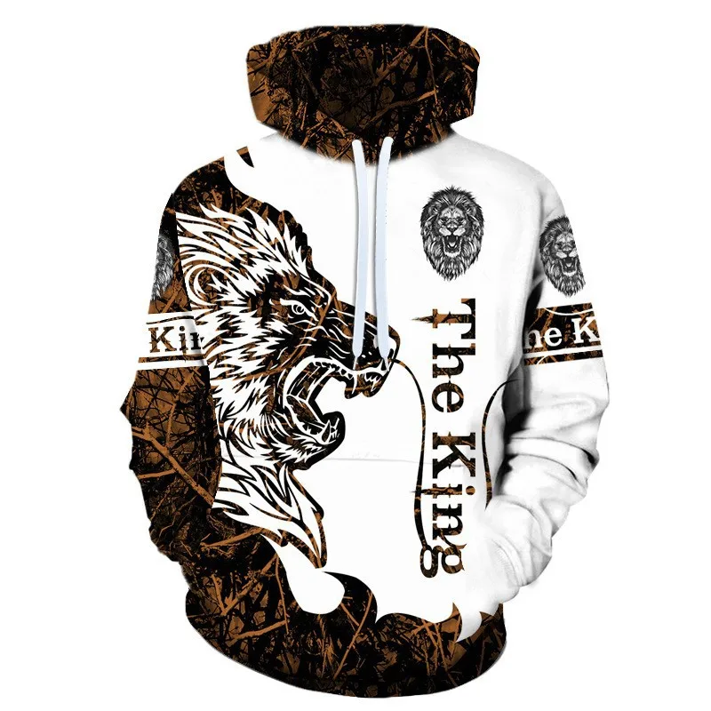 Autumn and Winter Men's Pullover Hooded Drawstring Contrast Letter Abstract Geometric Printed Long Sleeve Hoodies Casual Tops