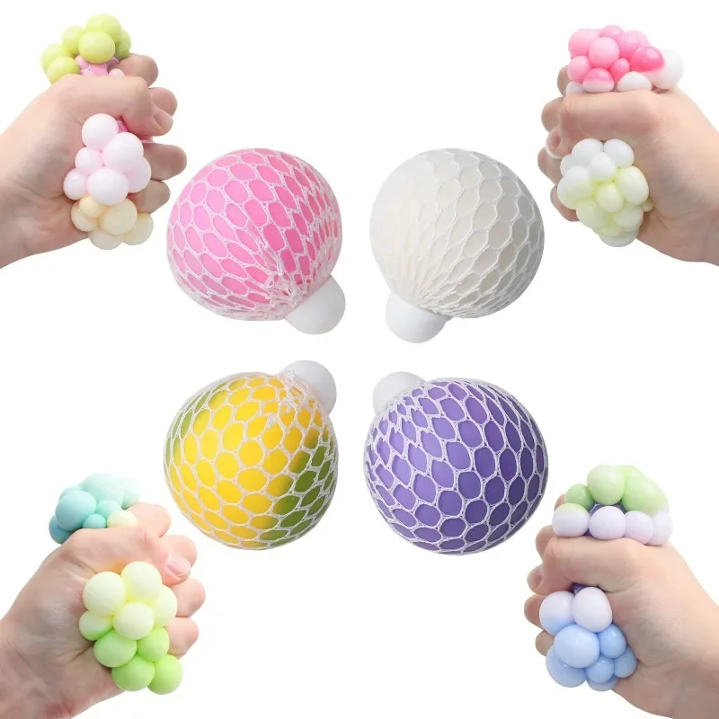 Stress relief toys 2Pcs 6CM Color Random TPR Soft Rubber Squeeze Balls Flour Grape Balls Stress Relief Squeeze & Release Toys