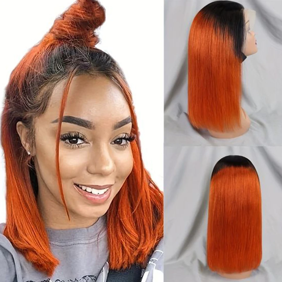 

Ombre Ginger Orange Short Bob Lace Front Wigs Human Hair Wigs Bob Lace Wigs For Women Blonde Orange Brazilian Straight Lace Wig