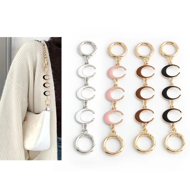 Moon Shape Wallet Shoulder Bag Extension Chain with Alloy Spring Door Knocker 1PC For Underarm Bag Replacement Accessories