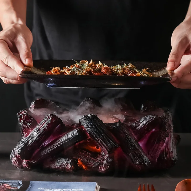 Restaurant Special Dishes Tableware Hotel Club Private Cuisine Personality Creative Plate Volcanic Modeling Dry Ice Tableware
