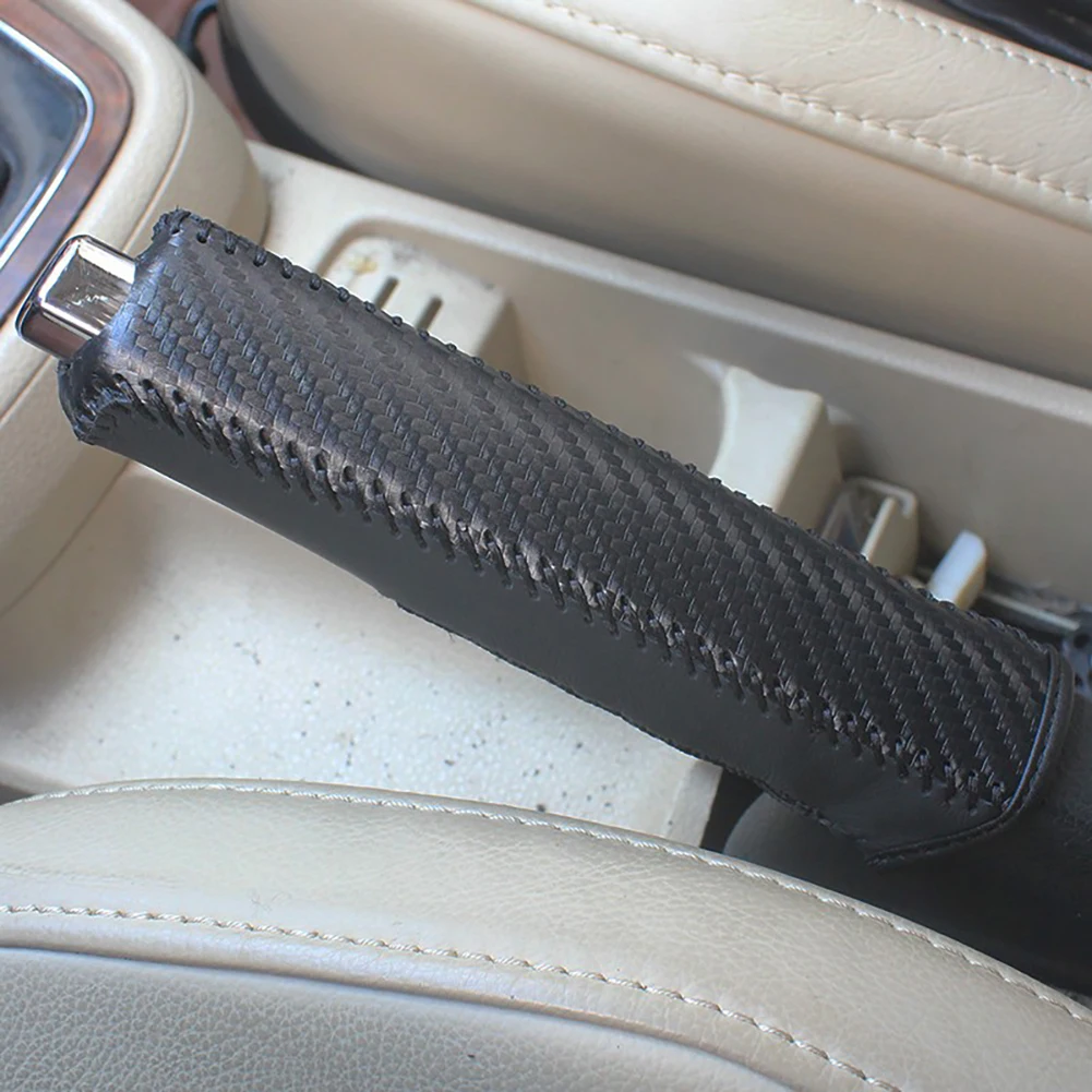 Universal Car PU Leather Gears Handbrake Cover Shift Lever Cover Collars Handbrake Hand Brake Anti-Skid Auto Parking Brake