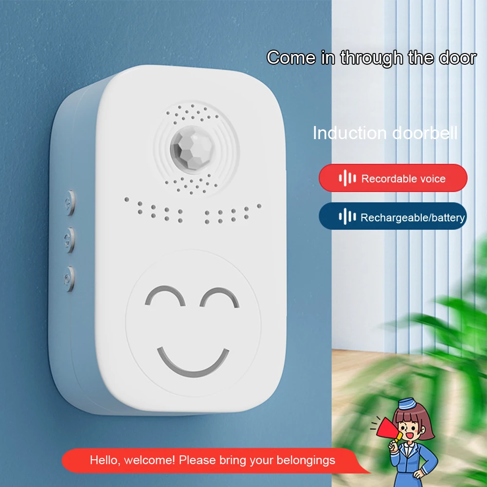 Welcome Doorbell Motion Sensor Activated Recordable Voice For Shop Sound Player Entrance Welcome Doorbell