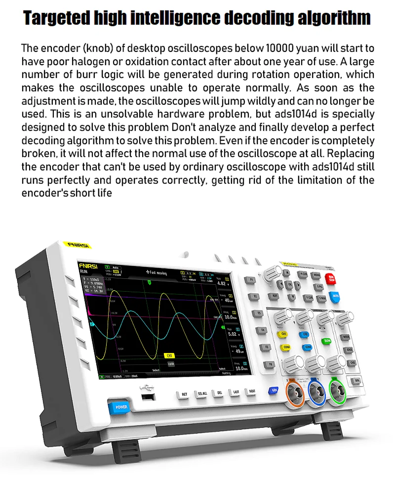 1014D Digital Oscilloscope, 2-in-1 Dual Channel Input Signal Generator Desktop O