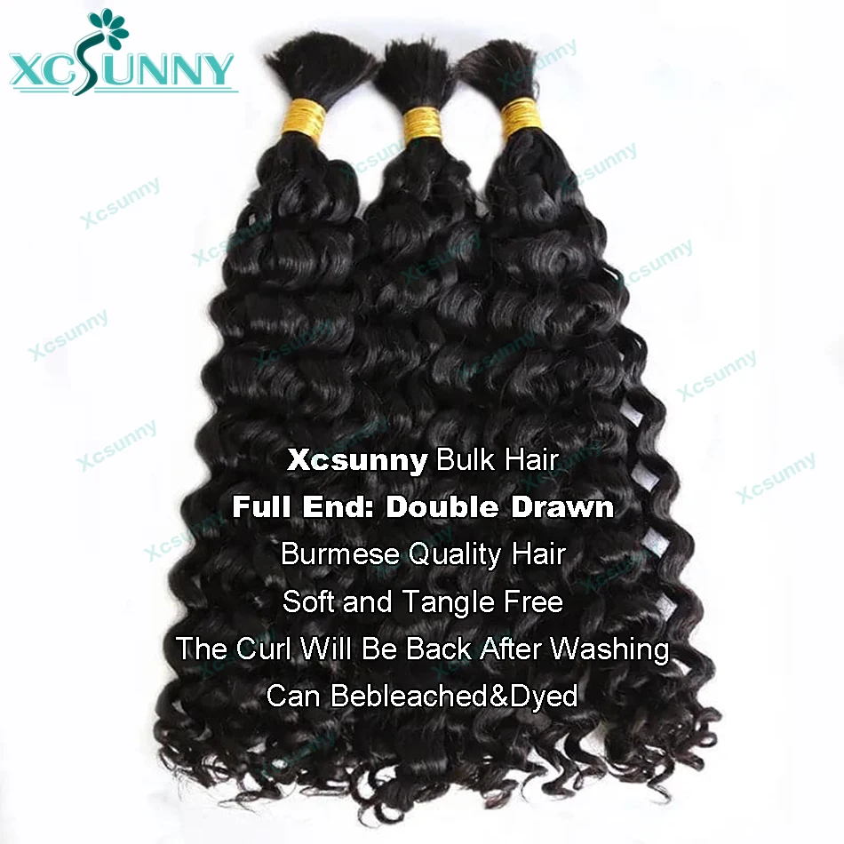 Bulk Human Hair No Weft For Braiding Curly Hair Bundles Wholesale Double Drawn Boho Knotless Braids Human Hair For Black Women