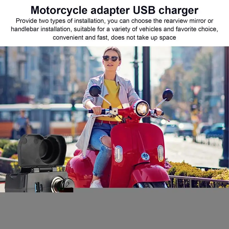 오토바이 USB 충전기 라이터 포함, 방수 듀얼 포트 전원 어댑터, 휴대폰용 범용 고속 충전 콘센트