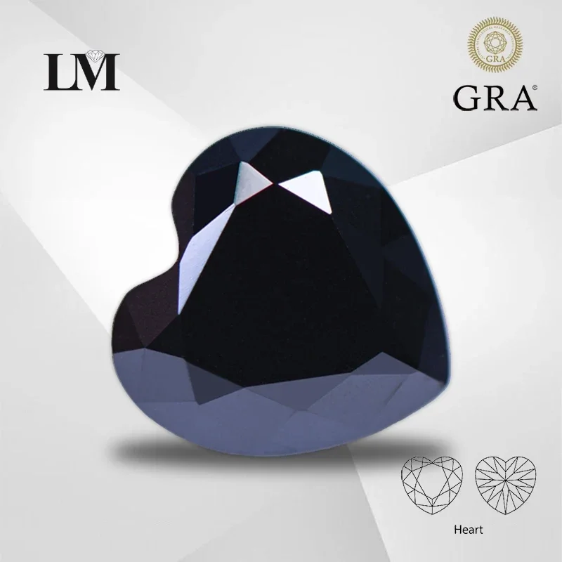 

Moissanite Stone Heart Shape Black Color with GRA Certificate for Pass Diamond Tester Charms Top Jewelry Making pendant Material