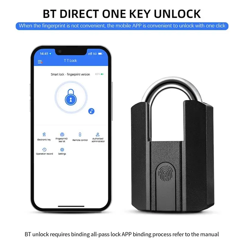 AA84 2X 지문 잠금 장치(키 백업 포함) USB 충전식 키/BT Ttlock APP/지문 잠금 해제 스마트 키리스 IP67