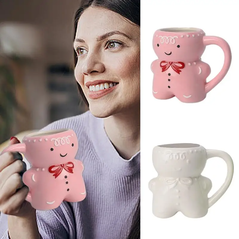 

Gingerbread Man Mug Novelty 3D Gingerbread Man Cup Portable Tea Coffee Mugs Christmas Cartoon Cute Ceramic Cup Gift Mugs