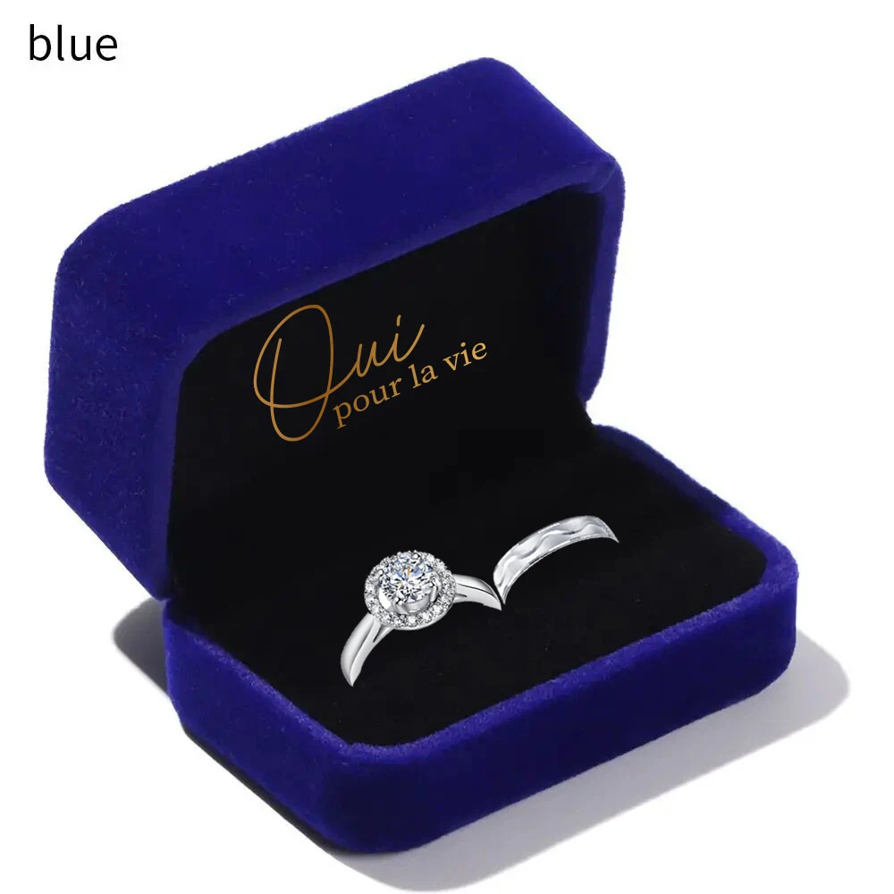 

Шкатулка для ювелирных изделий на заказ, фланелевая коробка для колец, индивидуальный подарок на свадьбу, День Святого Валентина, может вместить два кольца, аксессуары для украшения