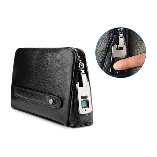 Man`s Fingerprint Lock Handbag Security Wallet - AliExpress