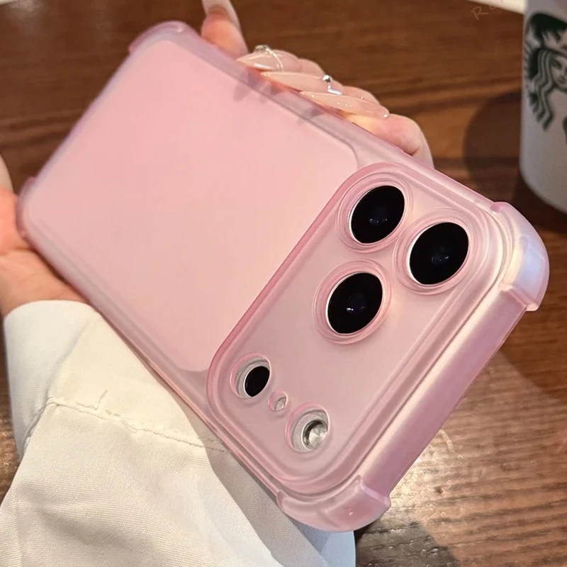 Luxury Candy Color Matte Transparent Airbag Phone Case with Bumper Shockproof Protection