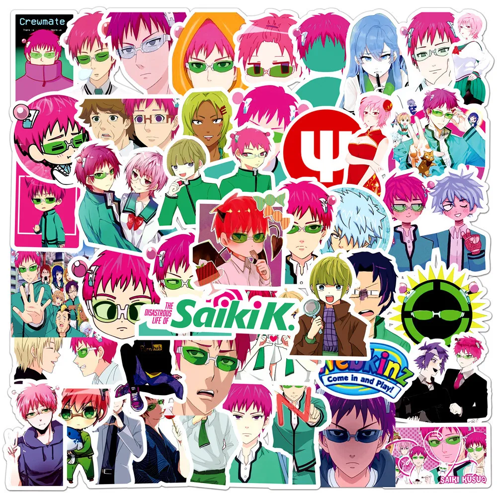 

50pcs The Disastrous Life of Saiki K. Series Graffiti Stickers Suitable for Helmets Desktop Wall Decoration DIY Sticker Pack