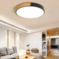 Plafonnier Led chambre led plafonnier salon chambre d'enfants luminaire de cuisine lumière ronde en bois Macaron lustre moderne 3