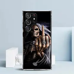 Grim Reaper Skull Skeleton Soft TPU Phone Case - Stylish Protective Back Cover - Samsung S24 FE (SE160 - 1)