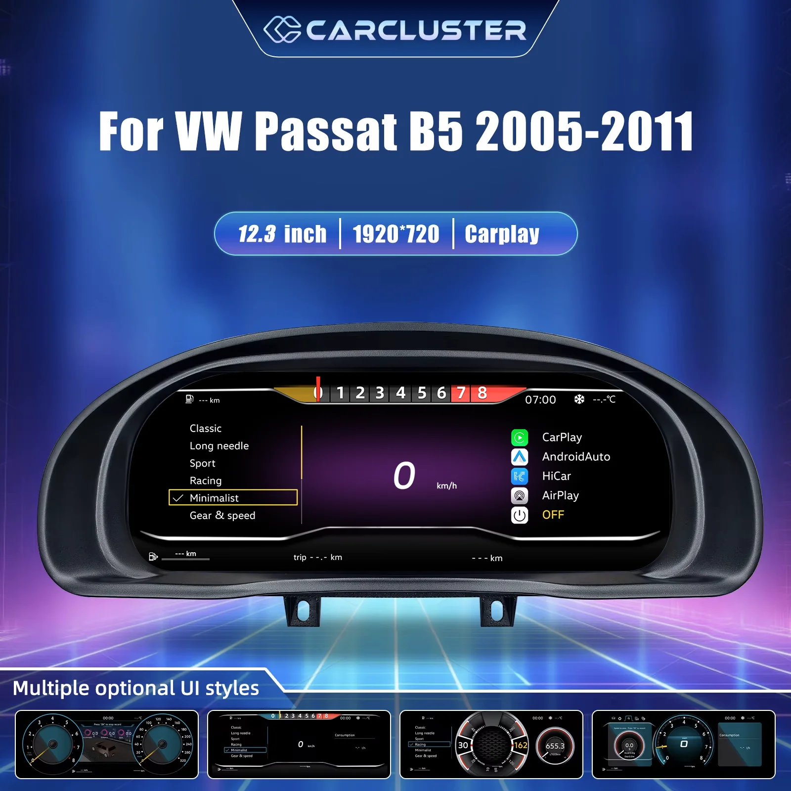 Panel de Instrumentos Digital LCD para VW Passat B5, años 2005-2011; Panel de Instrumentos para Automóvil, Cabina Virtual, Tacómetro, Velocímetro, Indicador de Combustible; Kit de Actualización, Plug-and-Play 1