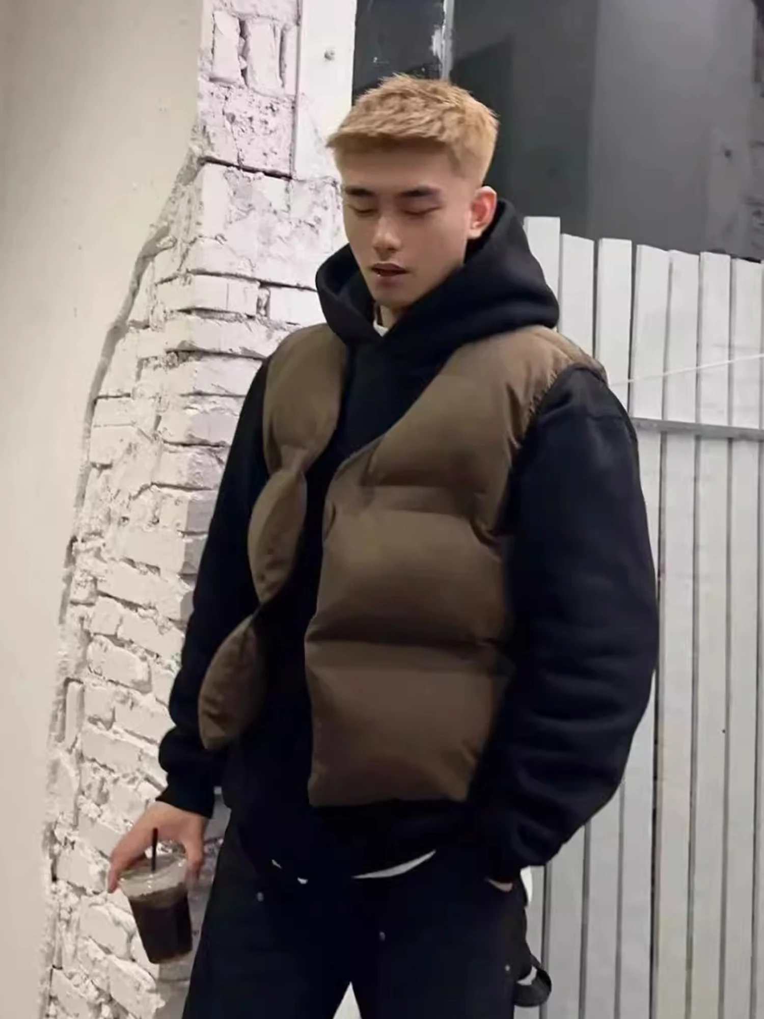 Kanye West American High Street Double-Sided Cotton Vest Thi Warm Men's Spring Autumn Seasonal Faion Streetwear