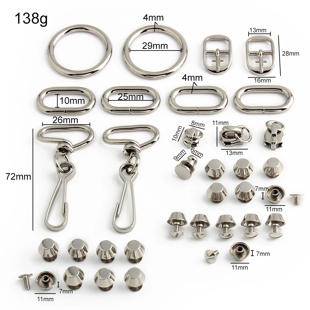 2/5/10Sets Metal Ring Trigger Snap Hook For Shoulder Handbag Strap Bags Adjust Pin Buckles Rivet Puller Slider Locks Accessories