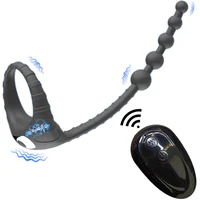 Penisring-Vibrator mit Analperlen, Buttplug, 10, Vibration, ferngesteuerter Analplug, Prostata-Massagegerät, Paare, Sexspielzeug für Männer 6