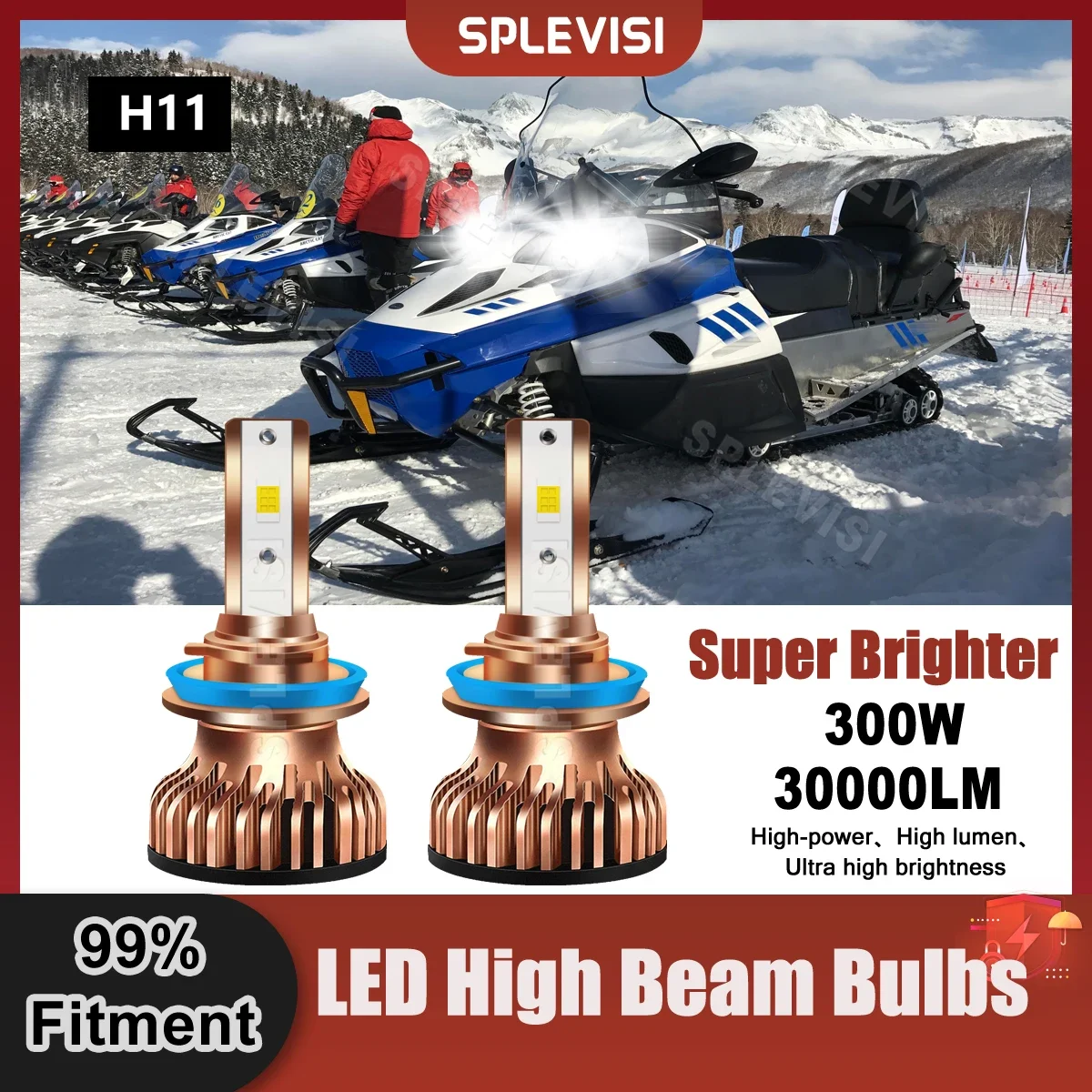 Replace LED Headlight High Beam Bulbs 30000LM 300W 9V-24V For Arctic Cat Bearcat 5000 XT 2015 For Arctic Cat Firecat 600 2004 super brighter 2pcs 9008 h13 led headlight high low beam bulbs 30000lm 300w utv for polaris rzr 570 2013 2014 2015 2016 2017