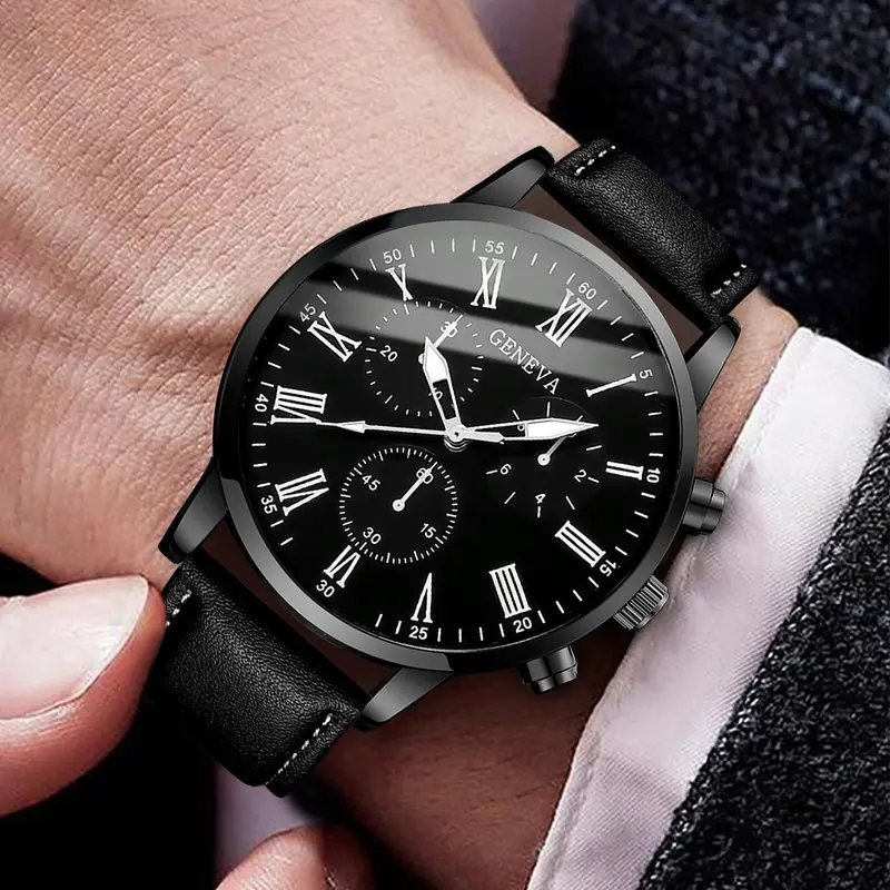 Fashion Men Business Watches Casual Leather Strap Mens Analog Quartz Watch Clock Gift Reloj Hombre（Without Box） - Image 4