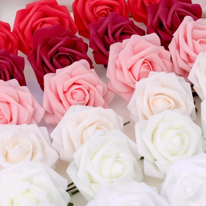 Artificial PE Foam Rose Flower Heads 5-60pcs for Home Wedding Party Table Decoration DIY Scrapbook Supplies