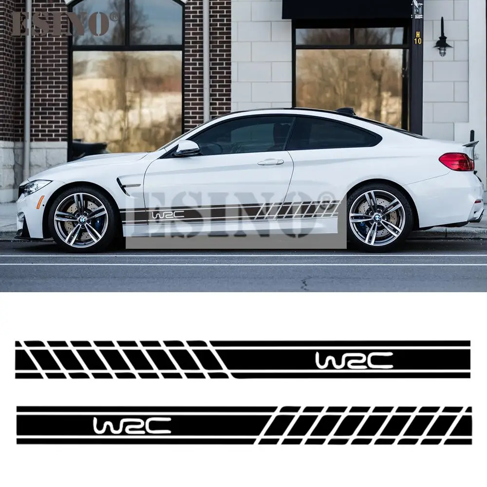 

2 х Автомобильный Стайлинг WRC, декоративные наклейки на весь корпус, Универсальные Длинные Полоски из ПВХ, гоночные спортивные наклейки, виниловые пленки «сделай сам»