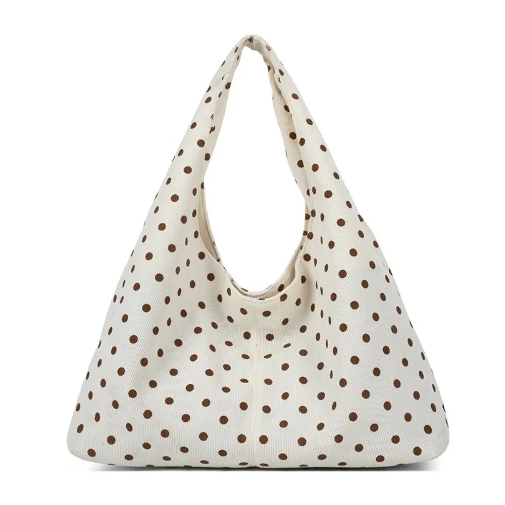 Borsa a Tracolla in Tela Casual e Spaziosa, Grande Capacità, Comoda Borsa Tote a Pois, Stile Coreano, Resistente Borsa Hobo da Viaggio