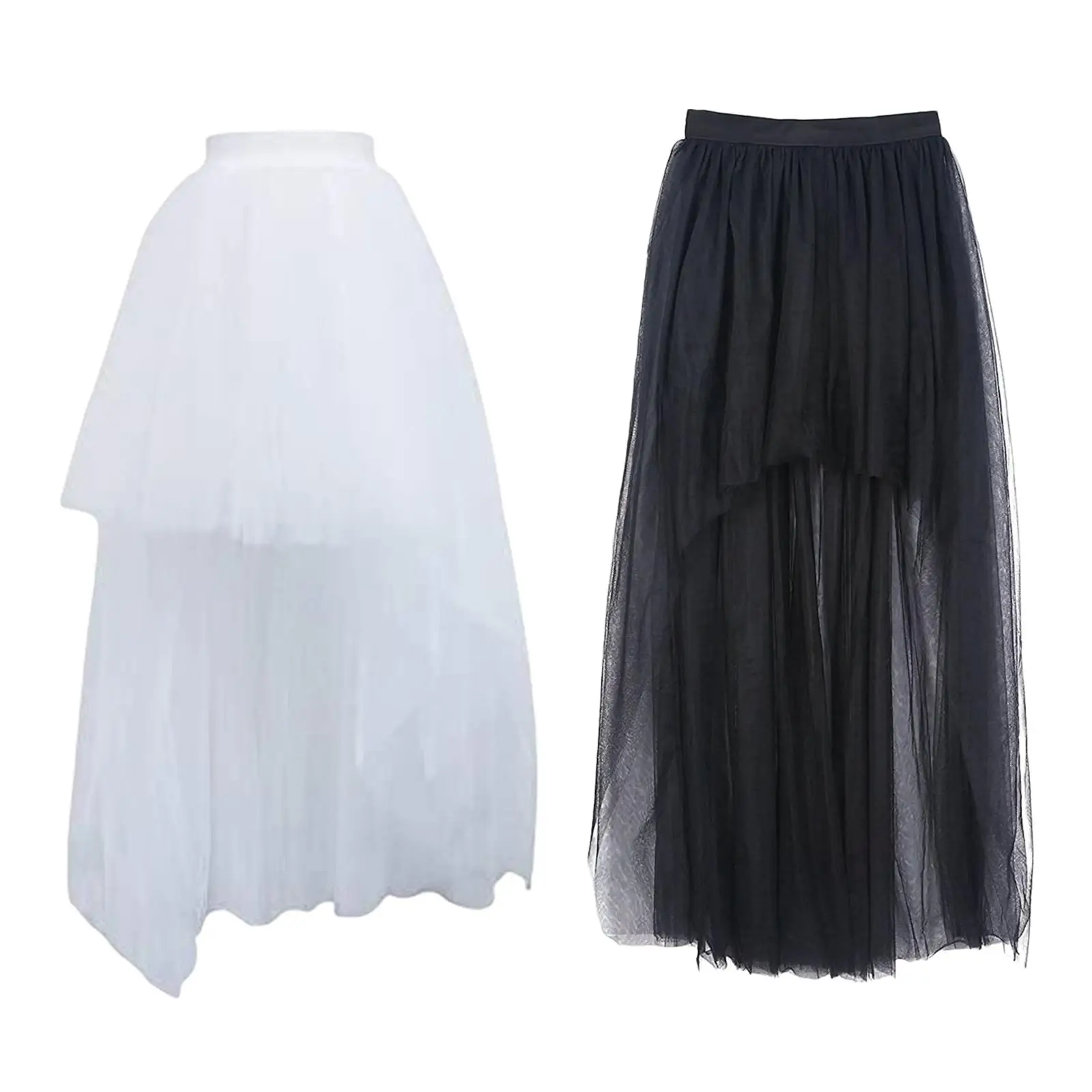 

Women High Low Tutu Skirts Elastic Waist Layered Mesh Tulle Skirt for Photo Prop Dress up Cocktail Evening Prom Formal Wedding