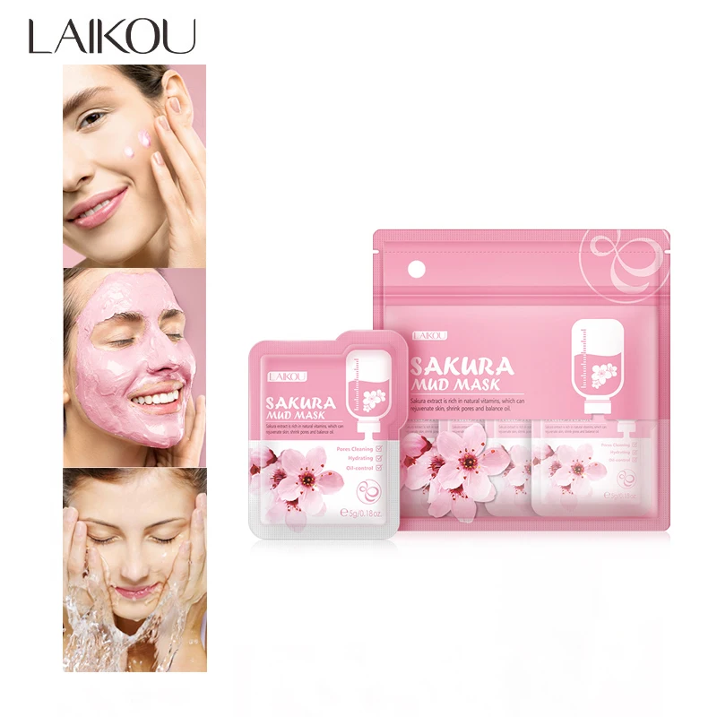 

LAIKOU Japan Sakura Mud Face Mask Cleansing Whitening Moisturizing Oil-Control Anti-Aging Clay Mask Packs Facial Skin Care