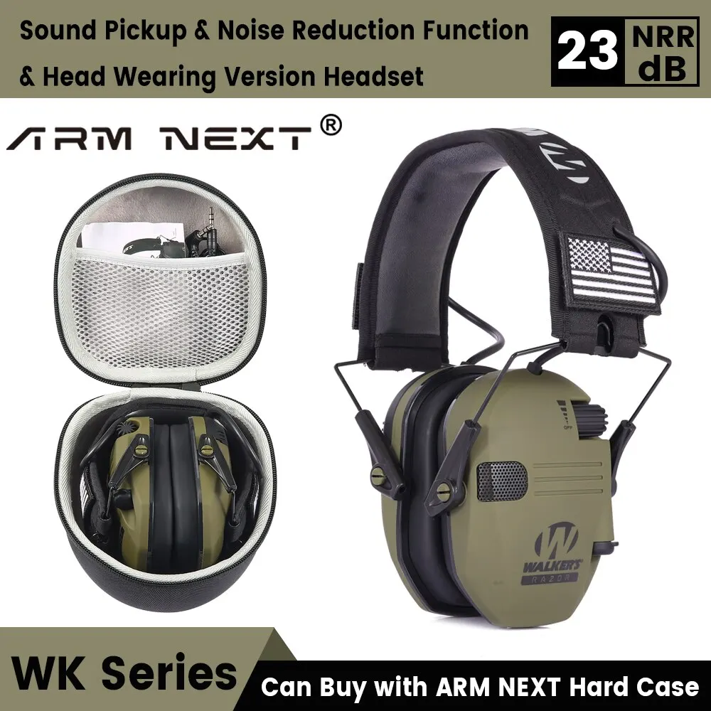 Tactical Electronic Shooting Earmuffs Outdoor Hunting Sound Pickup and Noise Reduction Impact Hearing Protection Helmet With Bag