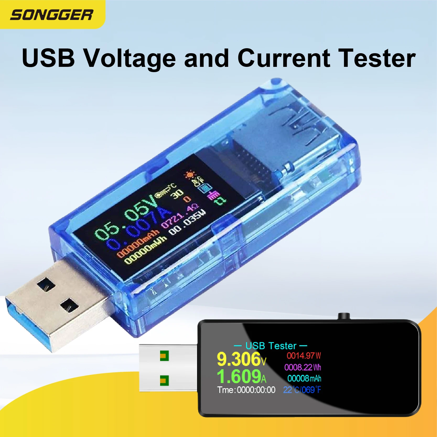 USB 충전기 테스터 LCD 디스플레이 전압 전류 측정 최대 6.5A 저저항 1mΩ QC FCP SCP DCP AFC Apple 지원 고속충전 감지기