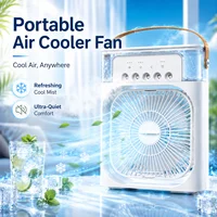 Ventilateur rafraîchisseur d'air portable HOOMEI avec réservoir d'eau de 500 ml, rafraîchisseur d'air évaporatif personnel, ventilateur de bureau à 3 vitesses avec humidificateur à brume, veilleuse LED 7 couleurs, mini climatiseur USB Type-C 1