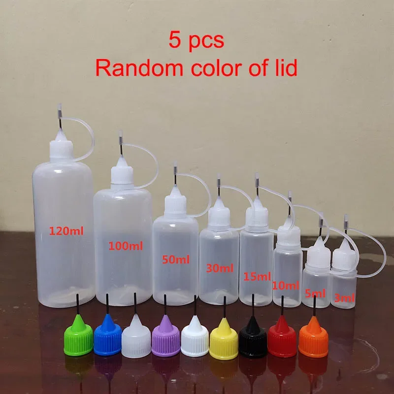 5Pcs/1Pcs 10/20/30/50/100ml Squeeze Bottles Needle Tip PE Glue Applicator Bottle Craft Tool Transparent for Paper Quilling 6
