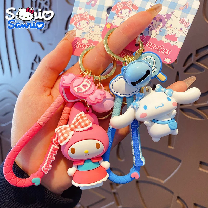 

Genuine Sanrio Keychain My Melody Kuromi Cinnamoroll Kawaii Car Keyring Children's Hellokitty Backpack Decorative Pendant Gifts