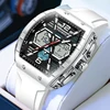 LIGE Top Brand Men's Watches Luxury Square Quartz Watch 5Bar Waterproof Luminous Chronograph Dual Display Watch Men Date Clock 1