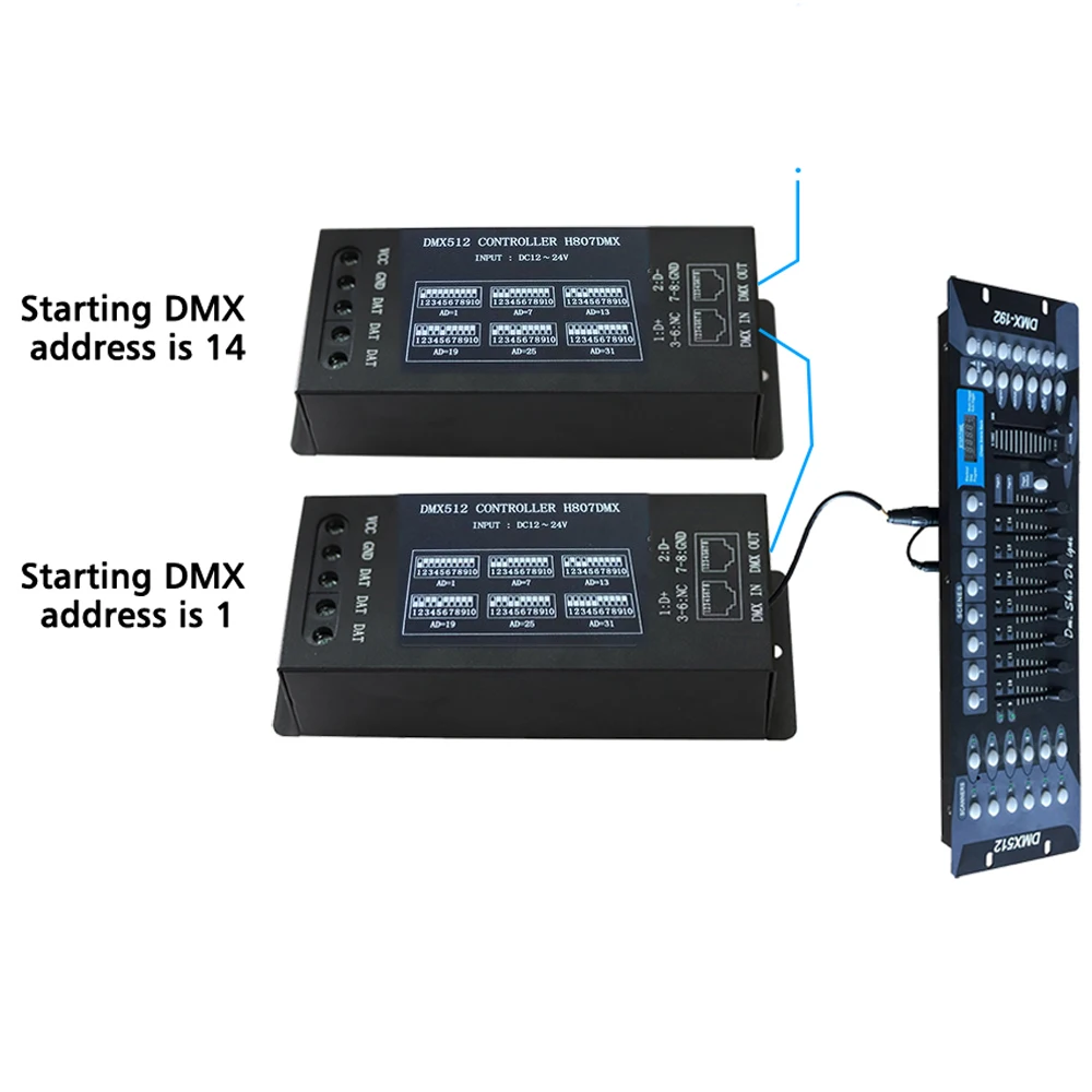 DMX512 Controller H807DMX 1024 pixels RGB Controller 14 Channels DMX For WS2812 DMX Stage Light to SPI Decoder dmx controller