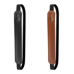 Premium Leather Pencil Cover Holder with Elastic Band (Black - Brown)