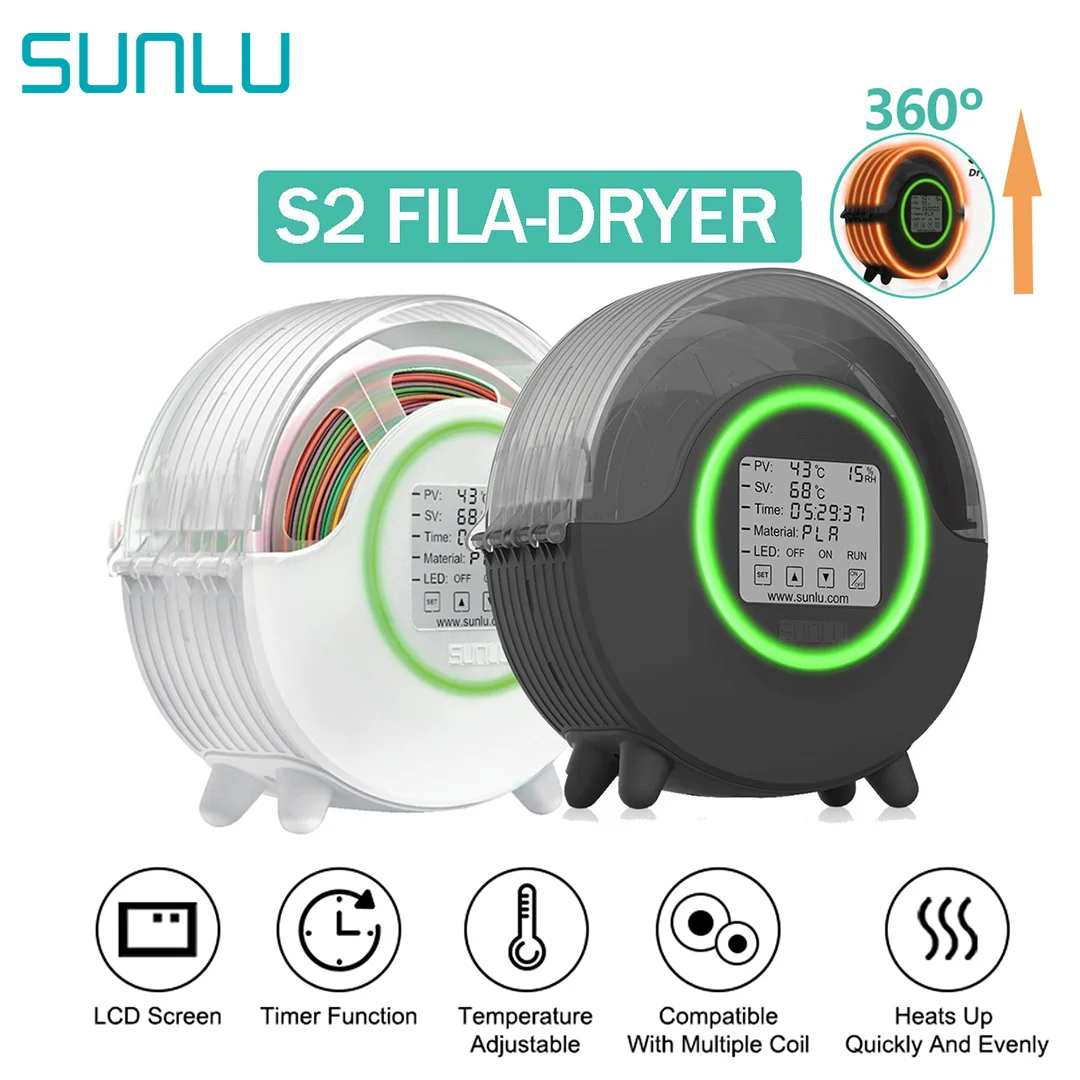 SUNLU Upgraded Filament Dryer Box FilaDryer S2 360° Heating for 1.75 /2.85  /3mm