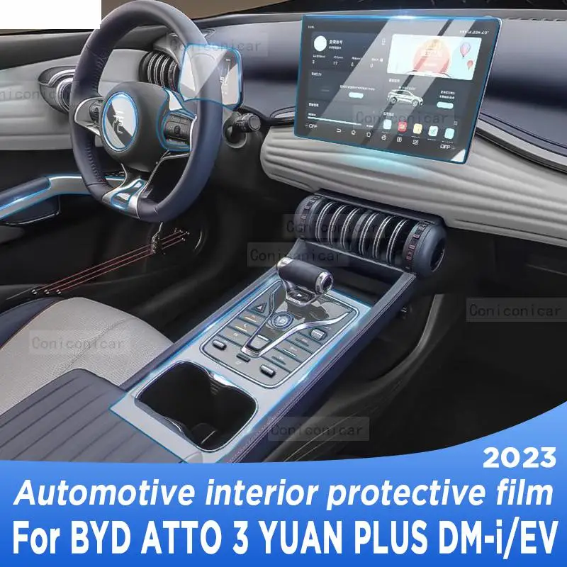 

For BYD ATTO 3 YUAN PLUS DM-i/EV 2023 Gearbox Panel Navigation Screen Automotive Interior TPU Protective Film Cover Anti-Scratch
