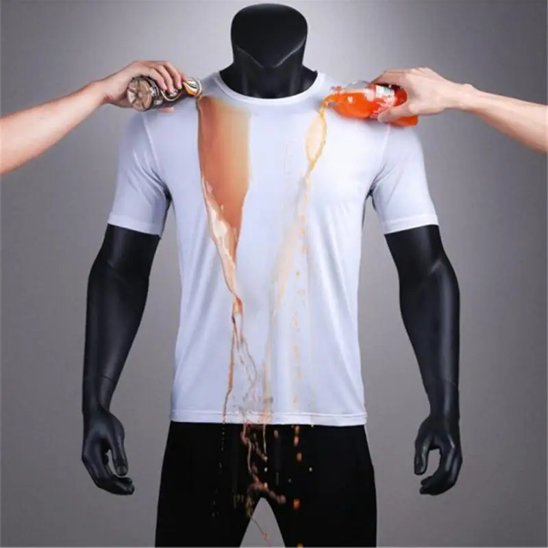 Quick Dry Top Short Sleeve Hiking Shirt Anti-Dirty Waterproof Men T Shirt Creative Hydrophobic Stain Proof Breathable T Shirt