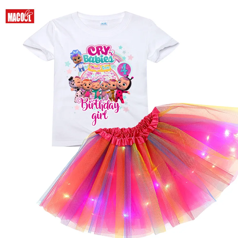 

Girl Babies Rainbow Skirt Birthday Girl Tutu Dress Set Girl Personalized NAME Kids Clothes Party Princess Dress for Girls Outfit