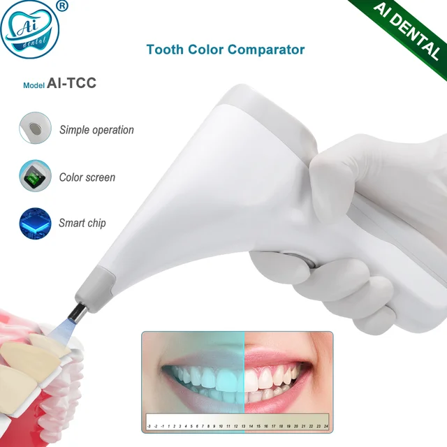 AI-TCC Dental Tooth Color Comparator High Accurate Recognition Teeth Color One-click Start Easy Operate Dentist Shade Guide Tool