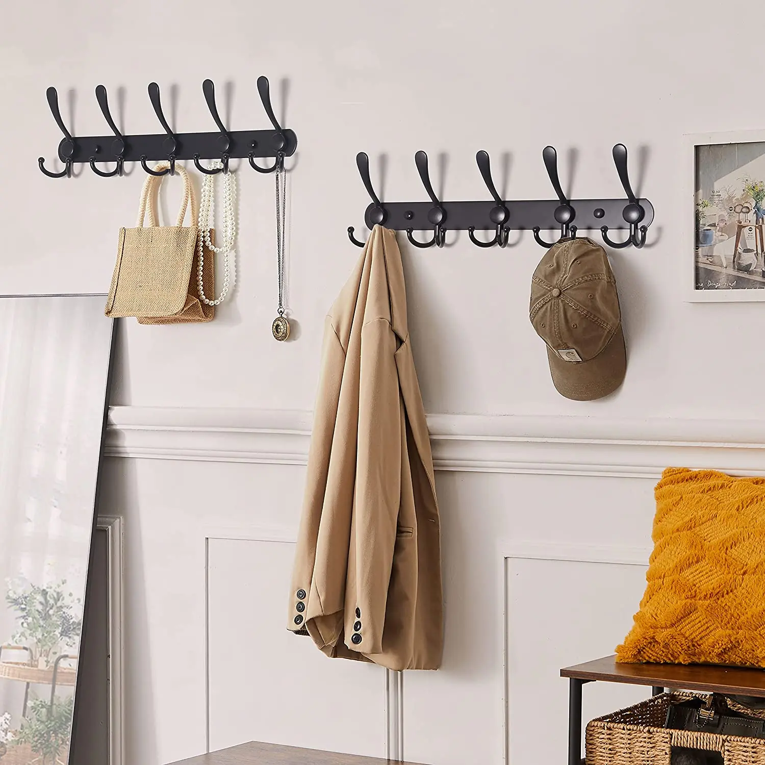 BLACKFISH 2Pcs Coat Rack Wall Mount,Shiny Silver Rhinestones Coat Hooks Wall  Mounted 5 Hooks,Key Hooks for Wall Purse Hook Hat Rack for Wall Suitable  for Coat Hat Towel Robes - Walmart.com