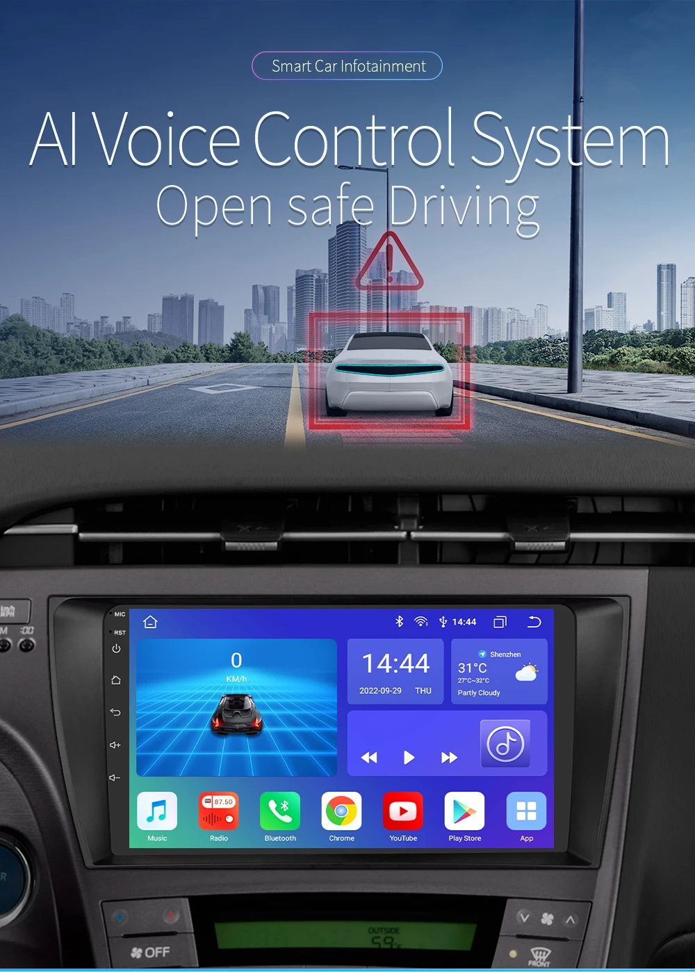 Hizpo 8G+128G Android 13 For Toyota Prius 3 2009 - 2015 Car Radio Multimedia Video Player GPS Navi Stereo Carplay Auto Stereo BT