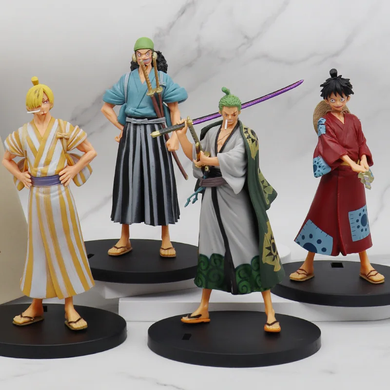 

Японские Аниме One Piece Аниме экшн-фигурки Обезьяна D. Luffy Roronoa Zoro Usopp Sanji Action набор для сборки фигурки, модель PVC Toy