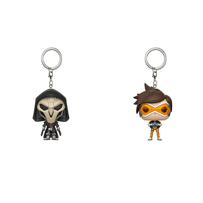 

Anime OW Game Figure OVER WATCH Reaper & TRACER Funkostyle pocket Keychain action figure Toys For kids Xmas gift